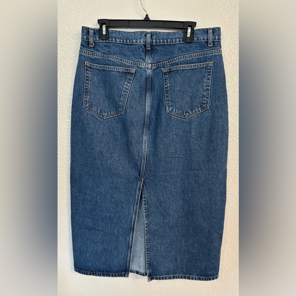 REFORMATION Jayde High Rise Denim Midi Skirt in Hana - Picture 4 of 7
